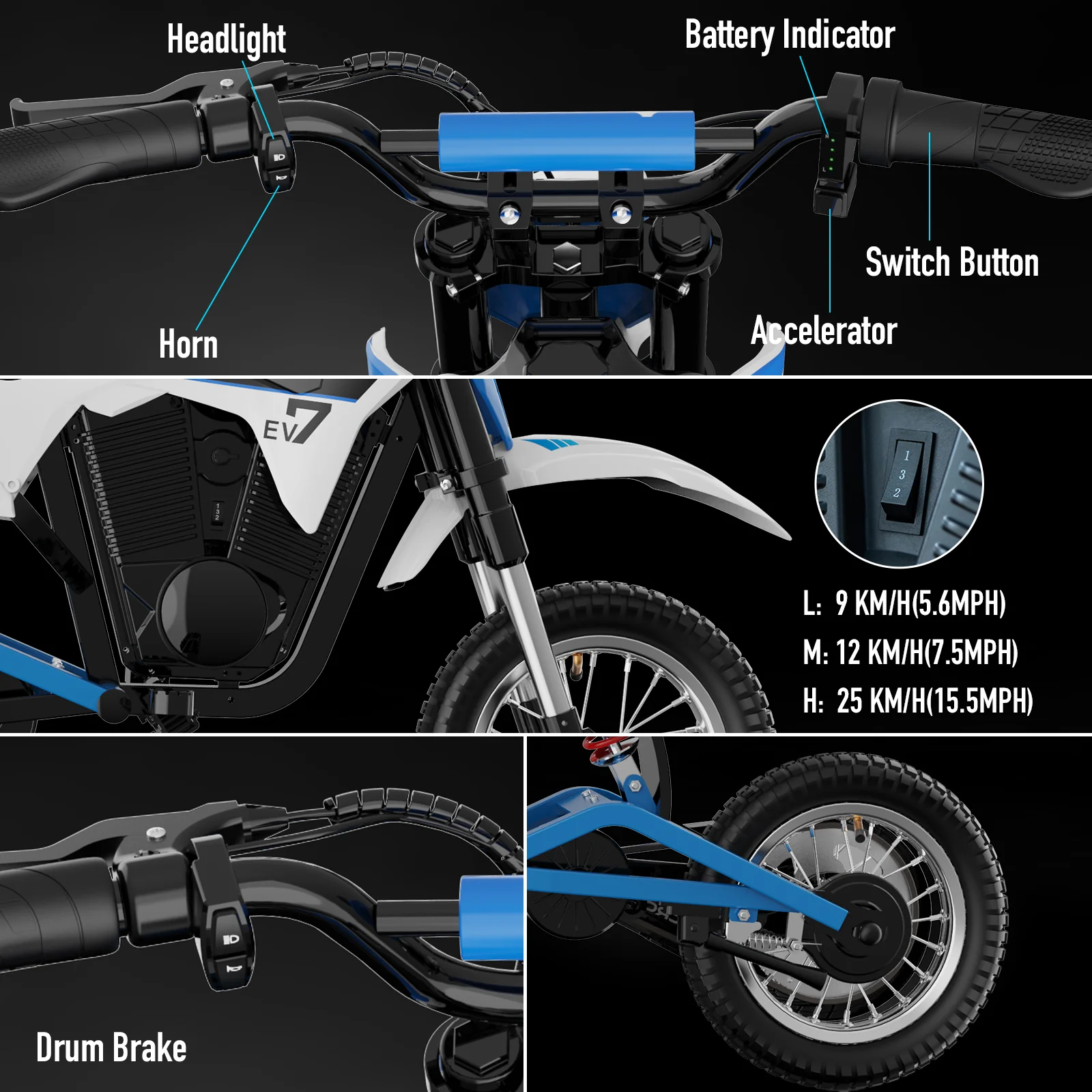 EVERCROSS EV12M PRO Kids' Electric Motorbike - Upgraded Version - Image 4