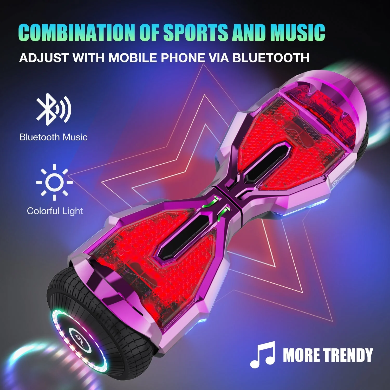 EVERCOSS EV2 Hoverboard, 6.5 Pulgadas Hoverboard Automatic Balancing with Bluetooth - Image 10